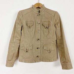 Jessica Sport‎ Vintage Tan Cotton Safari Jacket Travel Outerwear Pockets